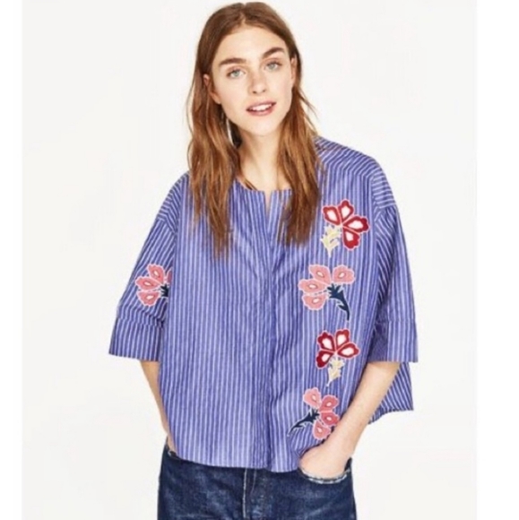Striped floral top (Z) main image 1